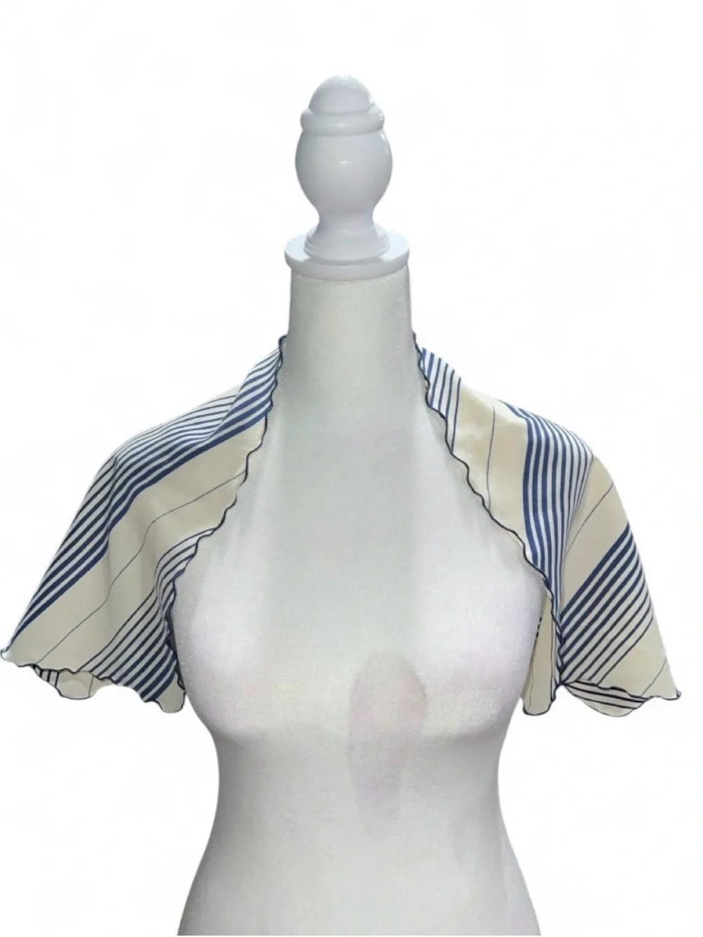 Striped Cream and Navy Scarf